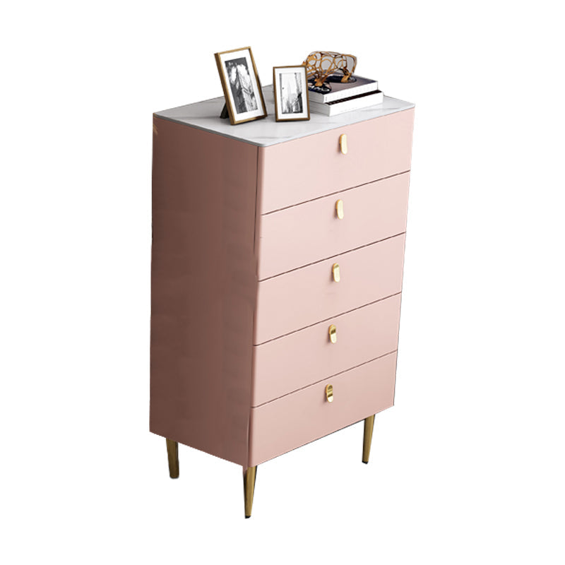 Glam Buffet/Console Pine Solid Wood and Stone Dining Buffet with Drawers 24"L x 16"W x 42"H Pink Clearhalo 'buffet_sideboard' 'Buffets & Sideboards' 'furn' 'furn_buffet_sideboard' 'Furniture' 'furniture_buffet_sideboard' 'Kitchen & Dining Furniture' 5035466
