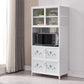 Metal Kitchen Open Storage Buffet Sideboard White Glass Doors Side Board Clearhalo 'buffet_sideboard' 'Buffets & Sideboards' 'furn' 'furn_buffet_sideboard' 'Furniture' 'furniture_buffet_sideboard' 'Kitchen & Dining Furniture' 5035505