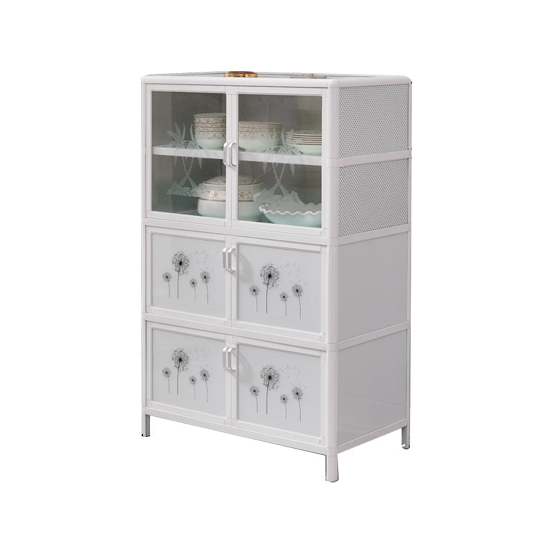 Metal Kitchen Open Storage Buffet Sideboard White Glass Doors Side Board https: res.litfad.com site img item 2022 06 23 5035506 1200x1200.jpg Clearhalo 'buffet_sideboard' 'Buffets & Sideboards' 'furn' 'furn_buffet_sideboard' 'Furniture' 'furniture_buffet_sideboard' 'Kitchen & Dining Furniture' 5035506