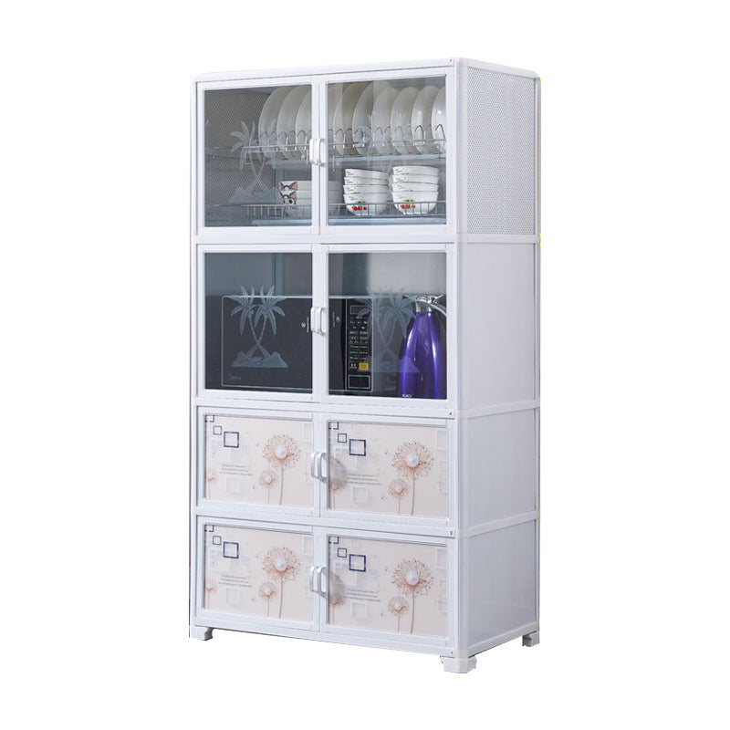 Metal Kitchen Open Storage Buffet Sideboard White Glass Doors Side Board https: res.litfad.com site img item 2022 06 12 5035509 1200x1200.jpg Clearhalo 'buffet_sideboard' 'Buffets & Sideboards' 'furn' 'furn_buffet_sideboard' 'Furniture' 'furniture_buffet_sideboard' 'Kitchen & Dining Furniture' 5035509