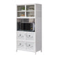 Metal Kitchen Open Storage Buffet Sideboard White Glass Doors Side Board https: res.litfad.com site img item 2022 06 20 5035511 1200x1200.jpg Clearhalo 'buffet_sideboard' 'Buffets & Sideboards' 'furn' 'furn_buffet_sideboard' 'Furniture' 'furniture_buffet_sideboard' 'Kitchen & Dining Furniture' 5035511