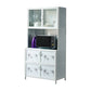 Metal Kitchen Open Storage Buffet Sideboard White Glass Doors Side Board https: res.litfad.com site img item 2022 06 05 5035513 1200x1200.jpg Clearhalo 'buffet_sideboard' 'Buffets & Sideboards' 'furn' 'furn_buffet_sideboard' 'Furniture' 'furniture_buffet_sideboard' 'Kitchen & Dining Furniture' 5035513
