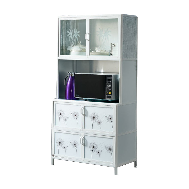 Metal Kitchen Open Storage Buffet Sideboard White Glass Doors Side Board https: res.litfad.com site img item 2022 06 05 5035513 1200x1200.jpg Clearhalo 'buffet_sideboard' 'Buffets & Sideboards' 'furn' 'furn_buffet_sideboard' 'Furniture' 'furniture_buffet_sideboard' 'Kitchen & Dining Furniture' 5035513