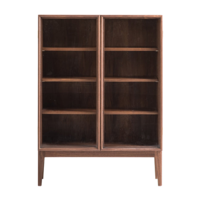 Modern Pine Wood Credenza Glass Doors Cabinets Dining Server for Living Room Walnut Glass Clearhalo 'buffet_sideboard' 'Buffets & Sideboards' 'furn' 'furn_buffet_sideboard' 'Furniture' 'furniture_buffet_sideboard' 'Kitchen & Dining Furniture' 5035526