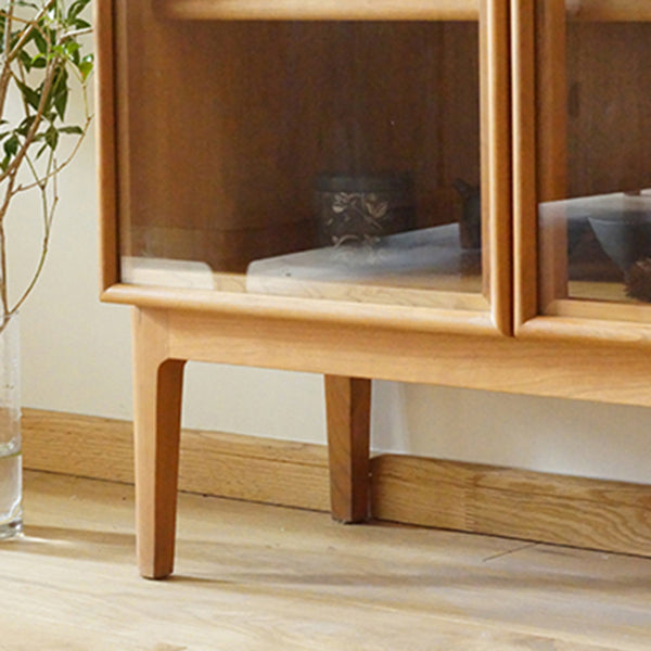 Modern Pine Wood Credenza Glass Doors Cabinets Dining Server for Living Room Clearhalo 'buffet_sideboard' 'Buffets & Sideboards' 'furn' 'furn_buffet_sideboard' 'Furniture' 'furniture_buffet_sideboard' 'Kitchen & Dining Furniture' 5035536