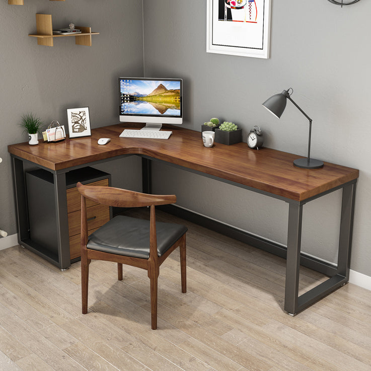 Industrial Style Office Desk Brown Home L-Shape Wooden Writing Desk Clearhalo 'furn' 'furn_office_desk' 'Furniture' 'furniture_office_desk' 'Office Desks' 'Office Furniture' 'office_desk' 5035599