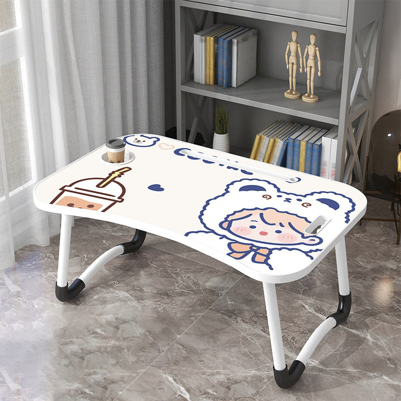 Modern Style Artificial Wood Desk 23.6"L Bedroom Dormitory Writing Desk White-Blue Clearhalo 'furn' 'furn_office_desk' 'Furniture' 'furniture_office_desk' 'Office Desks' 'Office Furniture' 'office_desk' 5035671