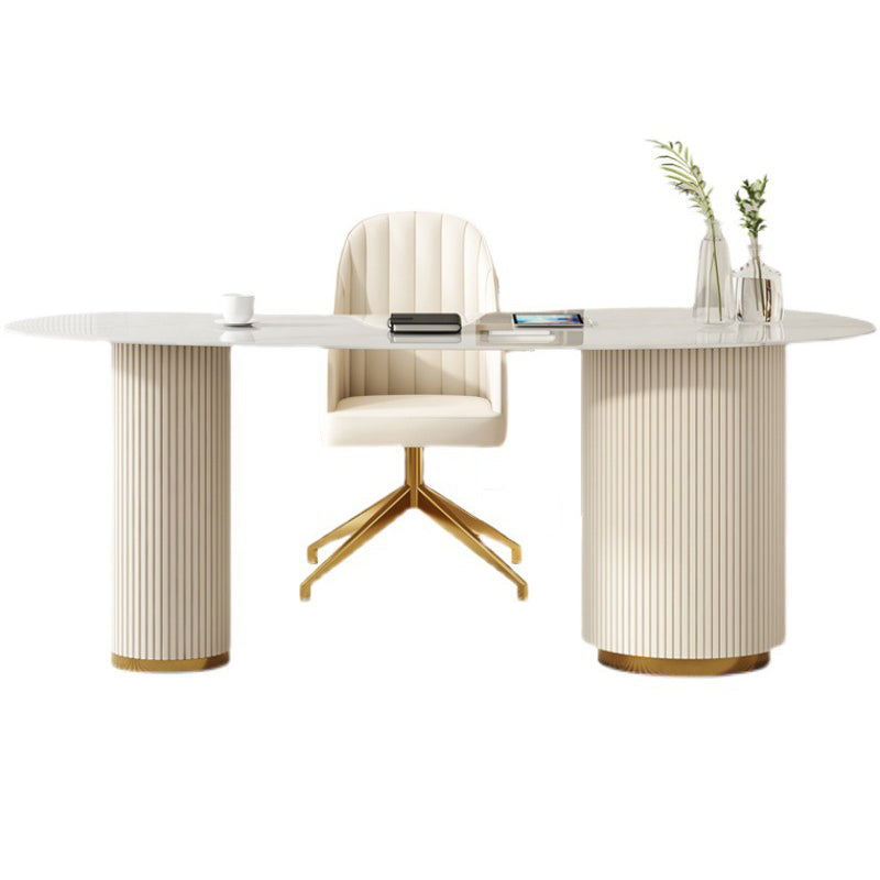 Modern & Contemporary White Desk Sintered Stone Bedroom with 3-Drawer Writing Desk Clearhalo 'furn' 'furn_office_desk' 'Furniture' 'furniture_office_desk' 'Office Desks' 'Office Furniture' 'office_desk' 5035688