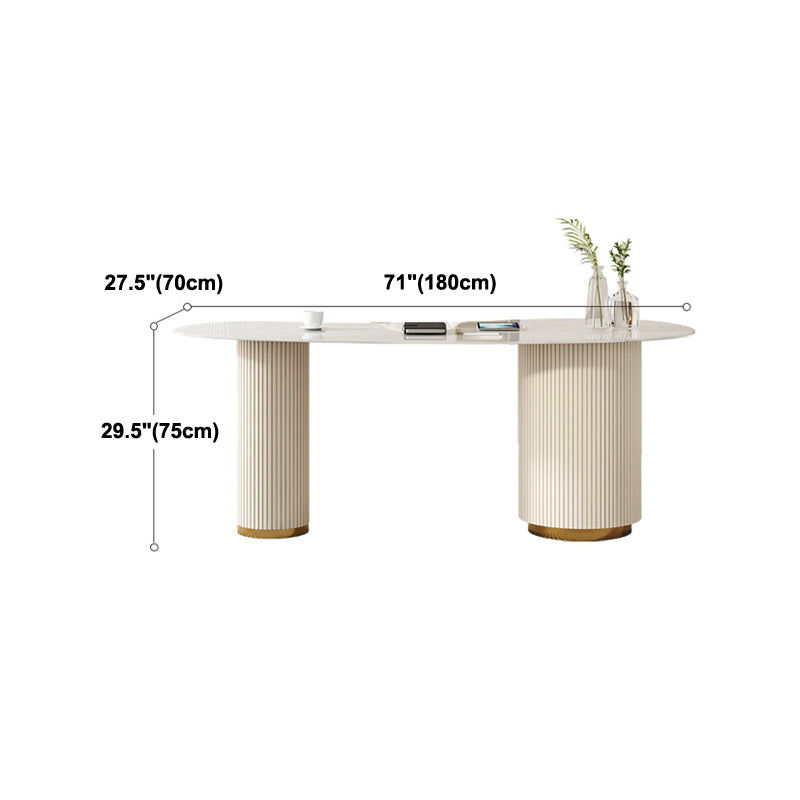 Modern & Contemporary White Desk Sintered Stone Bedroom with 3-Drawer Writing Desk Clearhalo 'furn' 'furn_office_desk' 'Furniture' 'furniture_office_desk' 'Office Desks' 'Office Furniture' 'office_desk' 5035691