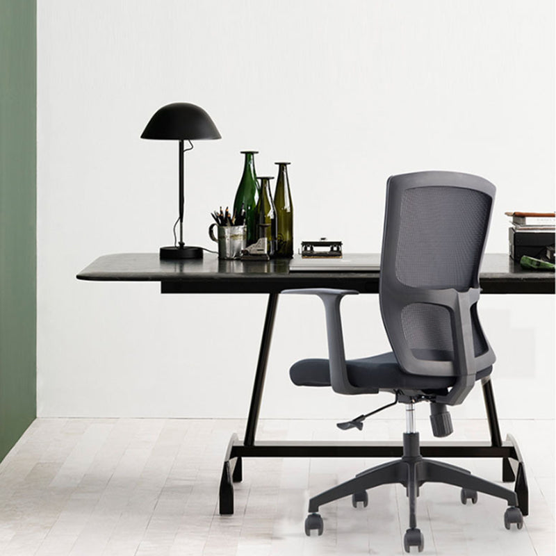 Contemporary Mid Back Office Chair with Fixed Arms Microfiber Task Chair with Black Frame Clearhalo 'furn' 'furn_office_chair' 'Furniture' 'furniture_office_chair' 'Office Chairs' 'Office Furniture' 'office_chair' 5035714