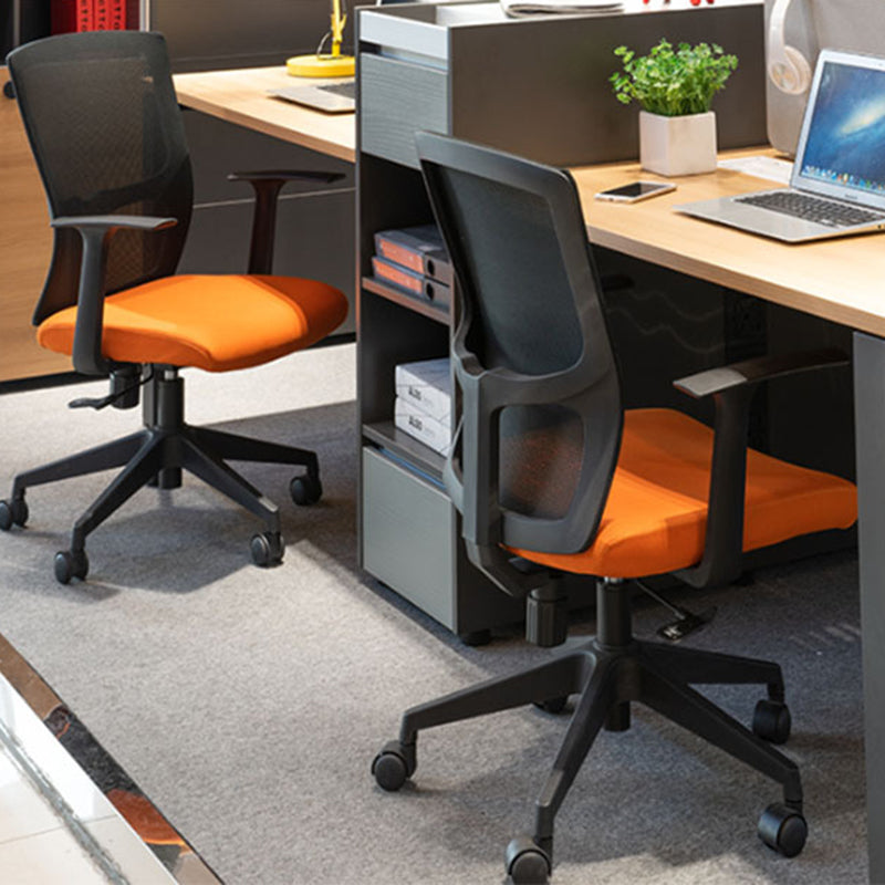 Contemporary Mid Back Office Chair with Fixed Arms Microfiber Task Chair with Black Frame Clearhalo 'furn' 'furn_office_chair' 'Furniture' 'furniture_office_chair' 'Office Chairs' 'Office Furniture' 'office_chair' 5035716