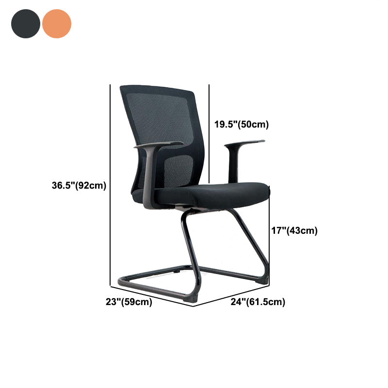 Contemporary Mid Back Office Chair with Fixed Arms Microfiber Task Chair with Black Frame Clearhalo 'furn' 'furn_office_chair' 'Furniture' 'furniture_office_chair' 'Office Chairs' 'Office Furniture' 'office_chair' 5035727