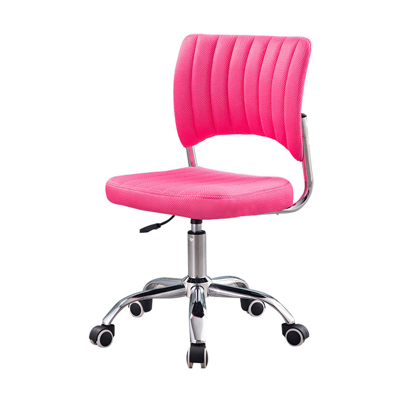 Chrome Frame Modern Office Chair Armless Desk Chair with Mid Back Pink Clearhalo 'furn' 'furn_office_chair' 'Furniture' 'furniture_office_chair' 'Office Chairs' 'Office Furniture' 'office_chair' 5035732