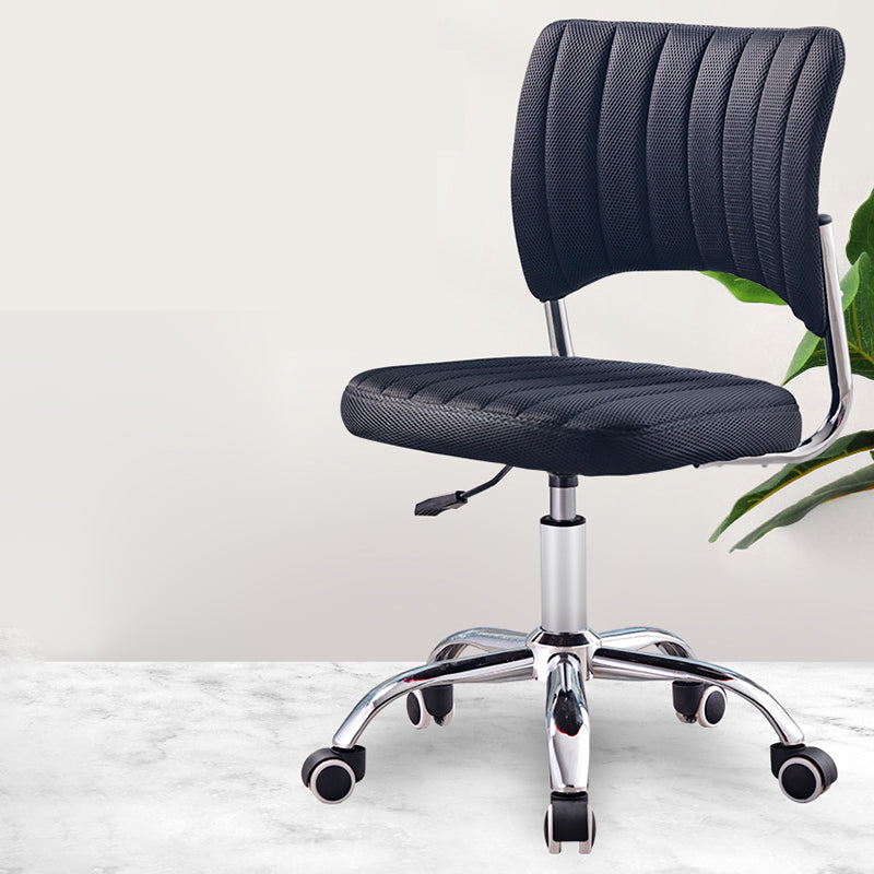 Chrome Frame Modern Office Chair Armless Desk Chair with Mid Back Clearhalo 'furn' 'furn_office_chair' 'Furniture' 'furniture_office_chair' 'Office Chairs' 'Office Furniture' 'office_chair' 5035735