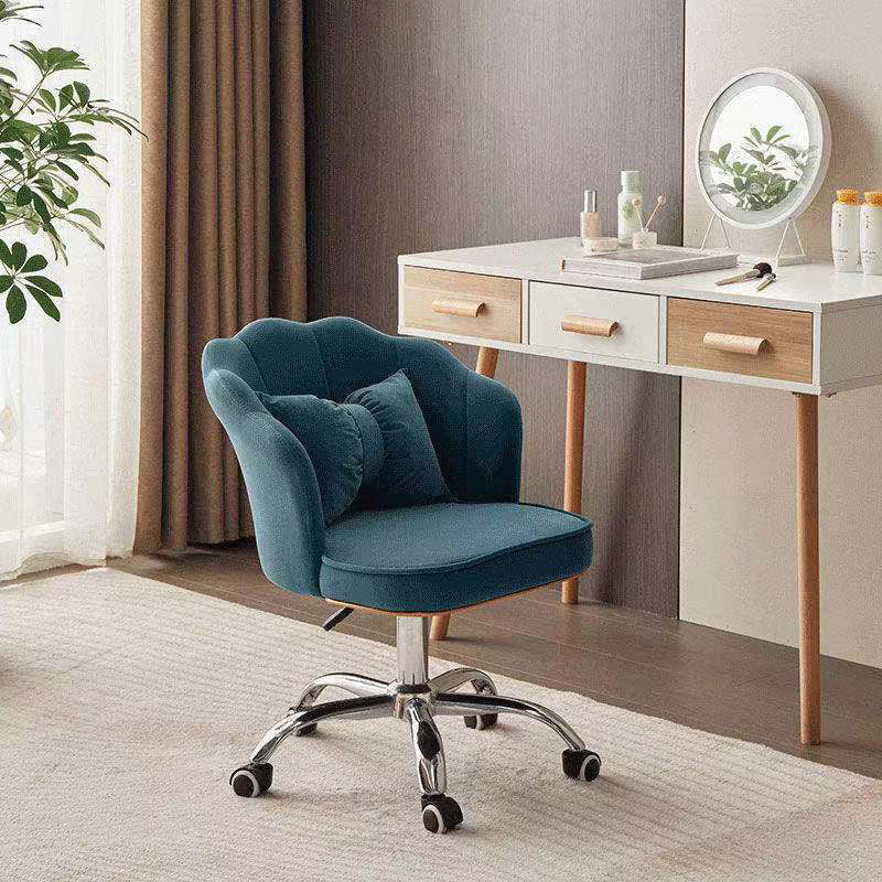 Armless Office Chair with Wheels Modern Task Chair with Low Back Blue Pillow Included Clearhalo 'furn' 'furn_office_chair' 'Furniture' 'furniture_office_chair' 'Office Chairs' 'Office Furniture' 'office_chair' 5035773