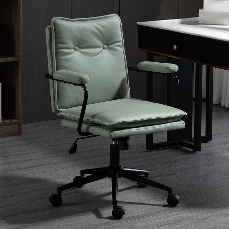 Swivel Computer Desk Chair with Padded Arms Black Frame Modern Office Chair Green Clearhalo 'furn' 'furn_office_chair' 'Furniture' 'furniture_office_chair' 'Office Chairs' 'Office Furniture' 'office_chair' 5035792