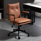 Swivel Computer Desk Chair with Padded Arms Black Frame Modern Office Chair Brown Clearhalo 'furn' 'furn_office_chair' 'Furniture' 'furniture_office_chair' 'Office Chairs' 'Office Furniture' 'office_chair' 5035793