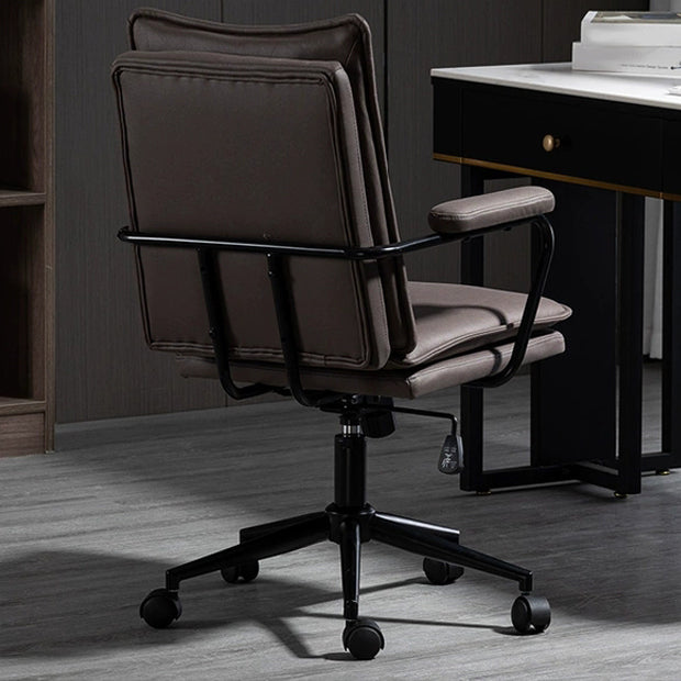 Swivel Computer Desk Chair with Padded Arms Black Frame Modern Office Chair Clearhalo 'furn' 'furn_office_chair' 'Furniture' 'furniture_office_chair' 'Office Chairs' 'Office Furniture' 'office_chair' 5035794