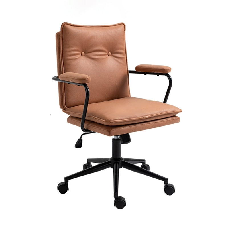 Swivel Computer Desk Chair with Padded Arms Black Frame Modern Office Chair Clearhalo 'furn' 'furn_office_chair' 'Furniture' 'furniture_office_chair' 'Office Chairs' 'Office Furniture' 'office_chair' 5035795