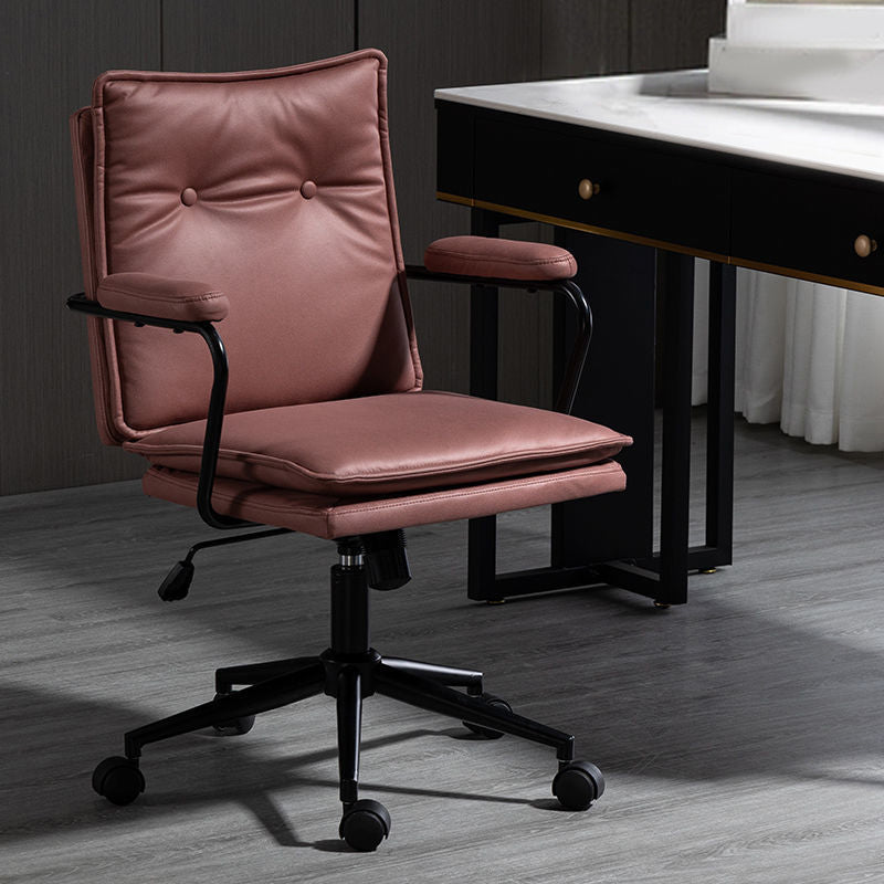 Swivel Computer Desk Chair with Padded Arms Black Frame Modern Office Chair Purple Clearhalo 'furn' 'furn_office_chair' 'Furniture' 'furniture_office_chair' 'Office Chairs' 'Office Furniture' 'office_chair' 5035803