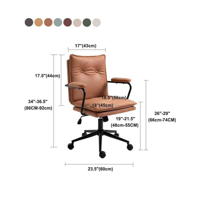 Swivel Computer Desk Chair with Padded Arms Black Frame Modern Office Chair Clearhalo 'furn' 'furn_office_chair' 'Furniture' 'furniture_office_chair' 'Office Chairs' 'Office Furniture' 'office_chair' 5035805