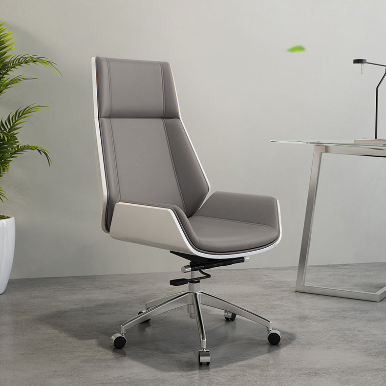 Chrome Metal Frame Modern Desk Chair with High Back Armless Executive Office Chair Clearhalo 'furn' 'furn_office_chair' 'Furniture' 'furniture_office_chair' 'Office Chairs' 'Office Furniture' 'office_chair' 5035806