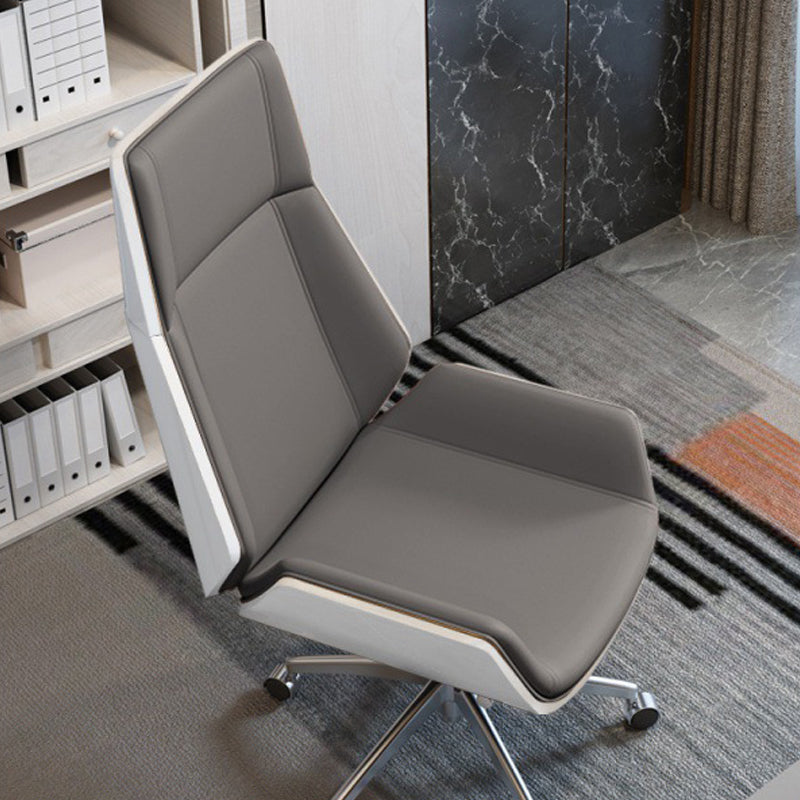 Chrome Metal Frame Modern Desk Chair with High Back Armless Executive Office Chair Clearhalo 'furn' 'furn_office_chair' 'Furniture' 'furniture_office_chair' 'Office Chairs' 'Office Furniture' 'office_chair' 5035810