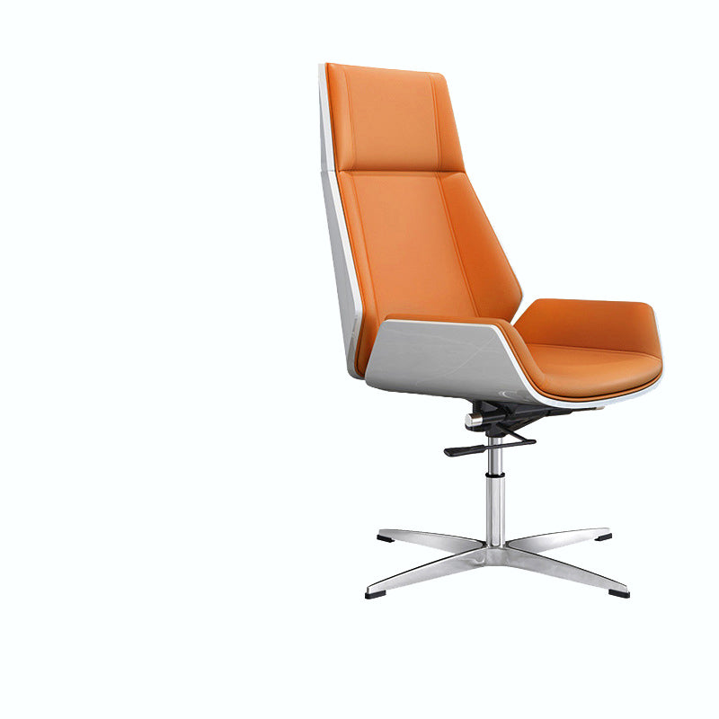 Chrome Metal Frame Modern Desk Chair with High Back Armless Executive Office Chair Orange Casters Not Included Clearhalo 'furn' 'furn_office_chair' 'Furniture' 'furniture_office_chair' 'Office Chairs' 'Office Furniture' 'office_chair' 5035813