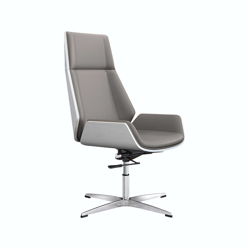 Chrome Metal Frame Modern Desk Chair with High Back Armless Executive Office Chair Grey Casters Not Included Clearhalo 'furn' 'furn_office_chair' 'Furniture' 'furniture_office_chair' 'Office Chairs' 'Office Furniture' 'office_chair' 5035816