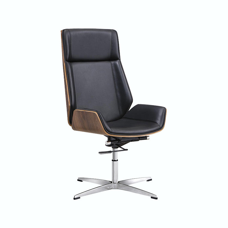 Chrome Metal Frame Modern Desk Chair with High Back Armless Executive Office Chair Black Casters Not Included Clearhalo 'furn' 'furn_office_chair' 'Furniture' 'furniture_office_chair' 'Office Chairs' 'Office Furniture' 'office_chair' 5035818