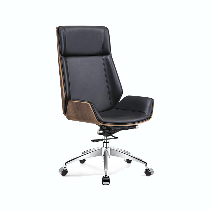 Chrome Metal Frame Modern Desk Chair with High Back Armless Executive Office Chair Black Casters Included Clearhalo 'furn' 'furn_office_chair' 'Furniture' 'furniture_office_chair' 'Office Chairs' 'Office Furniture' 'office_chair' 5035820
