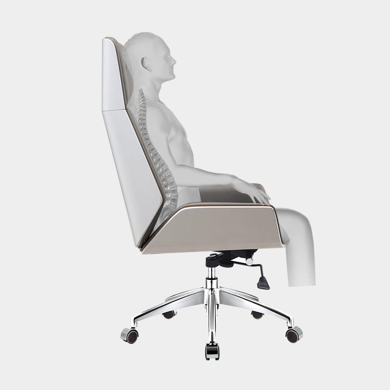 Chrome Metal Frame Modern Desk Chair with High Back Armless Executive Office Chair Clearhalo 'furn' 'furn_office_chair' 'Furniture' 'furniture_office_chair' 'Office Chairs' 'Office Furniture' 'office_chair' 5035821