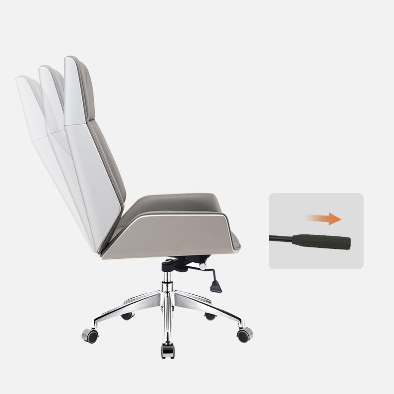 Chrome Metal Frame Modern Desk Chair with High Back Armless Executive Office Chair Clearhalo 'furn' 'furn_office_chair' 'Furniture' 'furniture_office_chair' 'Office Chairs' 'Office Furniture' 'office_chair' 5035822