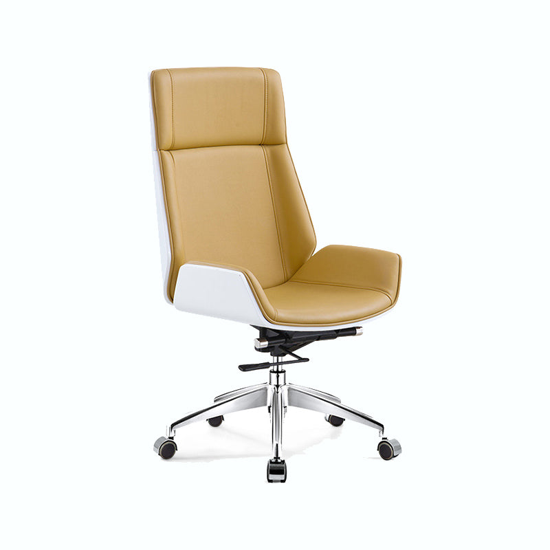 Chrome Metal Frame Modern Desk Chair with High Back Armless Executive Office Chair Yellow Casters Included Clearhalo 'furn' 'furn_office_chair' 'Furniture' 'furniture_office_chair' 'Office Chairs' 'Office Furniture' 'office_chair' 5035823