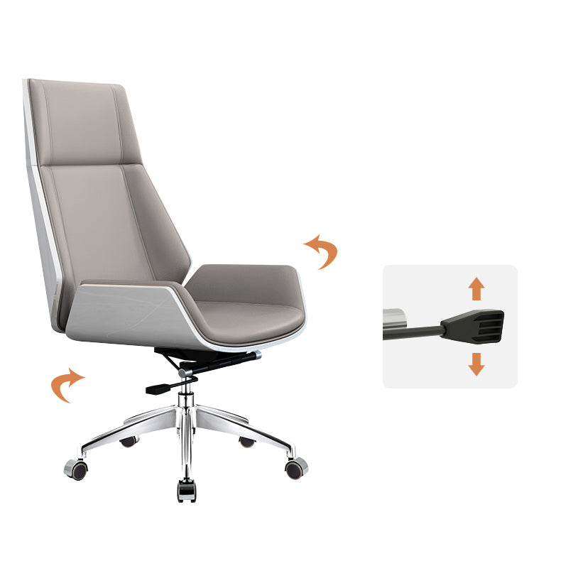 Chrome Metal Frame Modern Desk Chair with High Back Armless Executive Office Chair Clearhalo 'furn' 'furn_office_chair' 'Furniture' 'furniture_office_chair' 'Office Chairs' 'Office Furniture' 'office_chair' 5035825