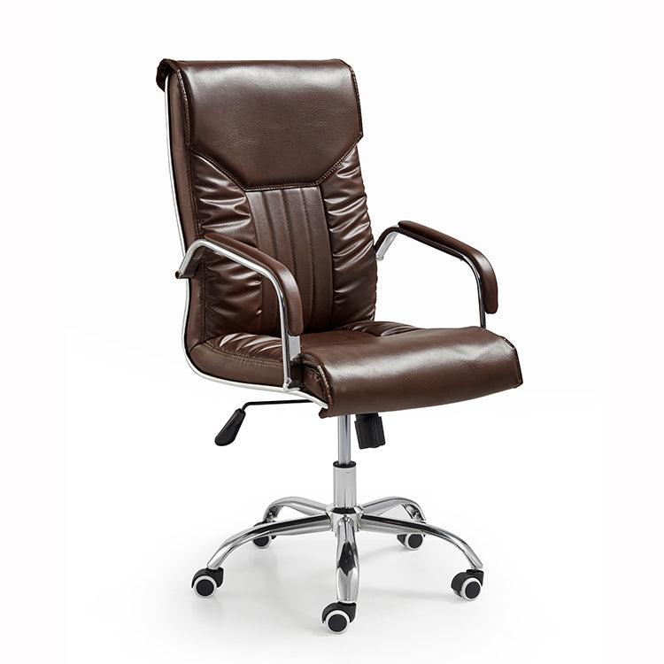 Modern Executive Computer Chair with Wheels Swivel Office Chair with Padded Arms Brown 1 Piece Casters Included Clearhalo 'furn' 'furn_office_chair' 'Furniture' 'furniture_office_chair' 'Office Chairs' 'Office Furniture' 'office_chair' 5035845