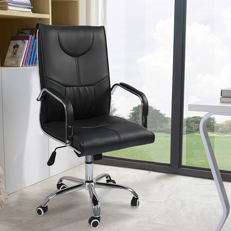 Modern Executive Computer Chair with Wheels Swivel Office Chair with Padded Arms Black 1 Piece Casters Included Clearhalo 'furn' 'furn_office_chair' 'Furniture' 'furniture_office_chair' 'Office Chairs' 'Office Furniture' 'office_chair' 5035850