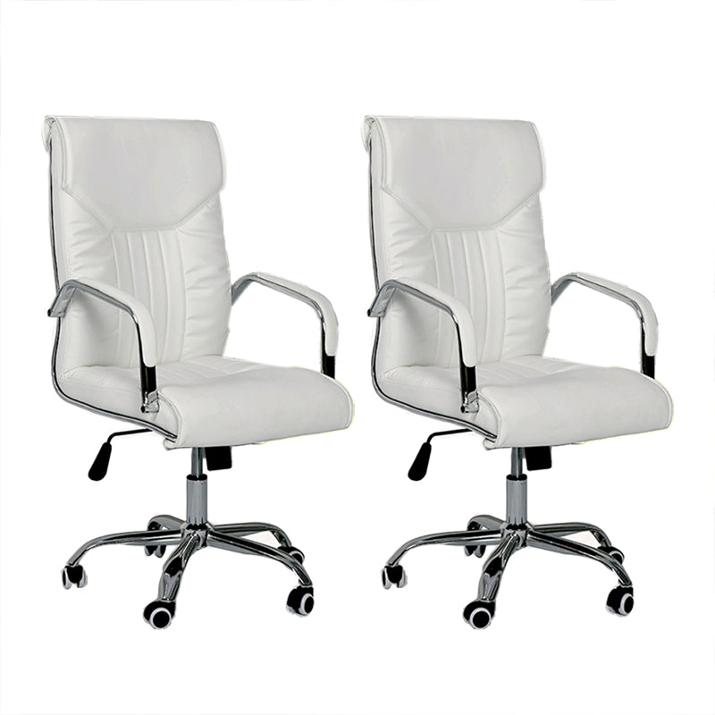 Modern Executive Computer Chair with Wheels Swivel Office Chair with Padded Arms White 2 Piece Set Casters Included Clearhalo 'furn' 'furn_office_chair' 'Furniture' 'furniture_office_chair' 'Office Chairs' 'Office Furniture' 'office_chair' 5035866