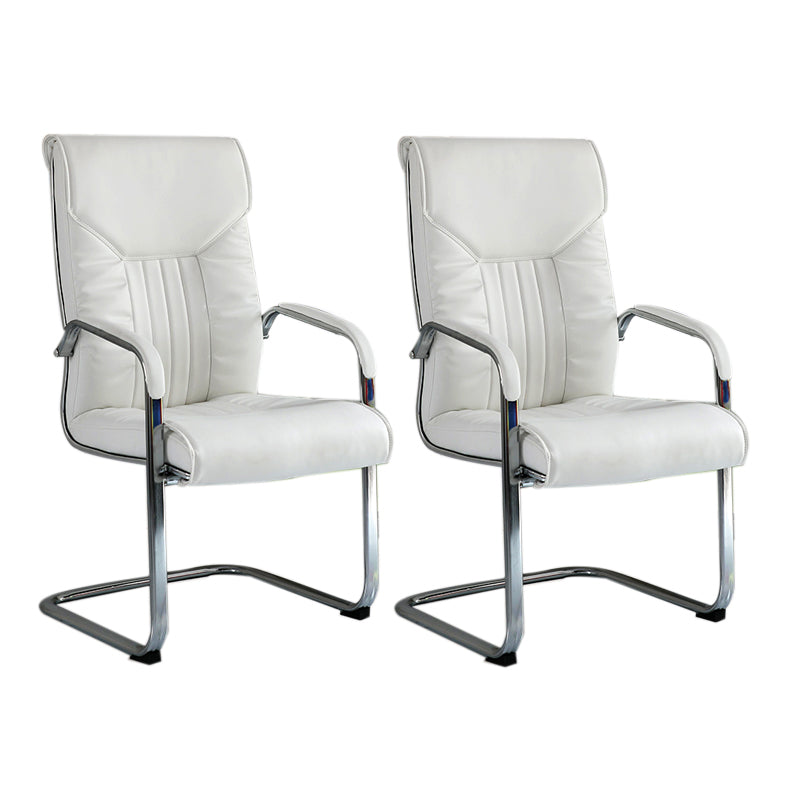 Modern Executive Computer Chair with Wheels Swivel Office Chair with Padded Arms White 2 Piece Set Casters Not Included Clearhalo 'furn' 'furn_office_chair' 'Furniture' 'furniture_office_chair' 'Office Chairs' 'Office Furniture' 'office_chair' 5035868