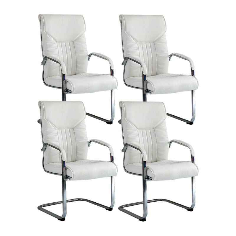 Modern Executive Computer Chair with Wheels Swivel Office Chair with Padded Arms White 4 Piece Set Casters Not Included Clearhalo 'furn' 'furn_office_chair' 'Furniture' 'furniture_office_chair' 'Office Chairs' 'Office Furniture' 'office_chair' 5035869