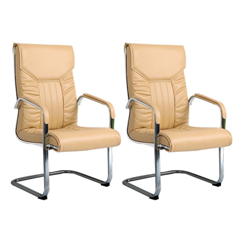 Modern Executive Computer Chair with Wheels Swivel Office Chair with Padded Arms Beige 2 Piece Set Casters Not Included Clearhalo 'furn' 'furn_office_chair' 'Furniture' 'furniture_office_chair' 'Office Chairs' 'Office Furniture' 'office_chair' 5035870