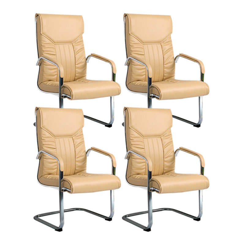 Modern Executive Computer Chair with Wheels Swivel Office Chair with Padded Arms Beige 4 Piece Set Casters Not Included Clearhalo 'furn' 'furn_office_chair' 'Furniture' 'furniture_office_chair' 'Office Chairs' 'Office Furniture' 'office_chair' 5035871