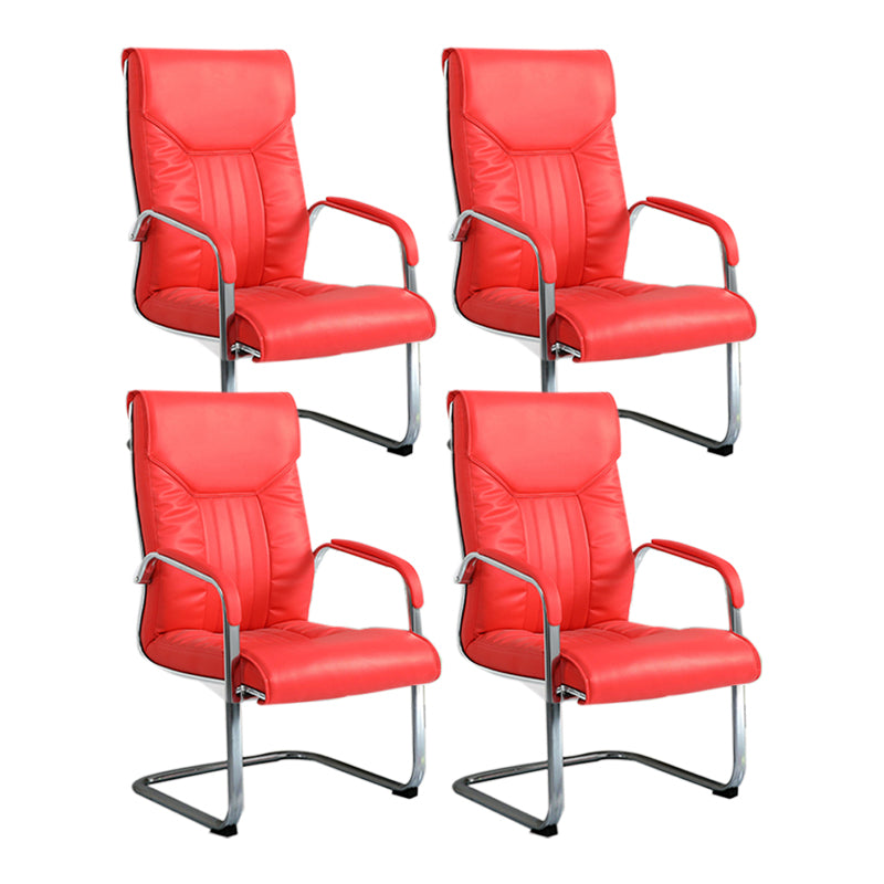 Modern Executive Computer Chair with Wheels Swivel Office Chair with Padded Arms Red 4 Piece Set Casters Not Included Clearhalo 'furn' 'furn_office_chair' 'Furniture' 'furniture_office_chair' 'Office Chairs' 'Office Furniture' 'office_chair' 5035873