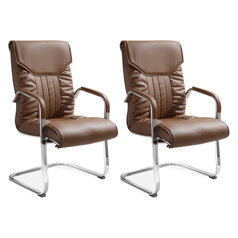 Modern Executive Computer Chair with Wheels Swivel Office Chair with Padded Arms Brown 2 Piece Set Casters Not Included Clearhalo 'furn' 'furn_office_chair' 'Furniture' 'furniture_office_chair' 'Office Chairs' 'Office Furniture' 'office_chair' 5035878