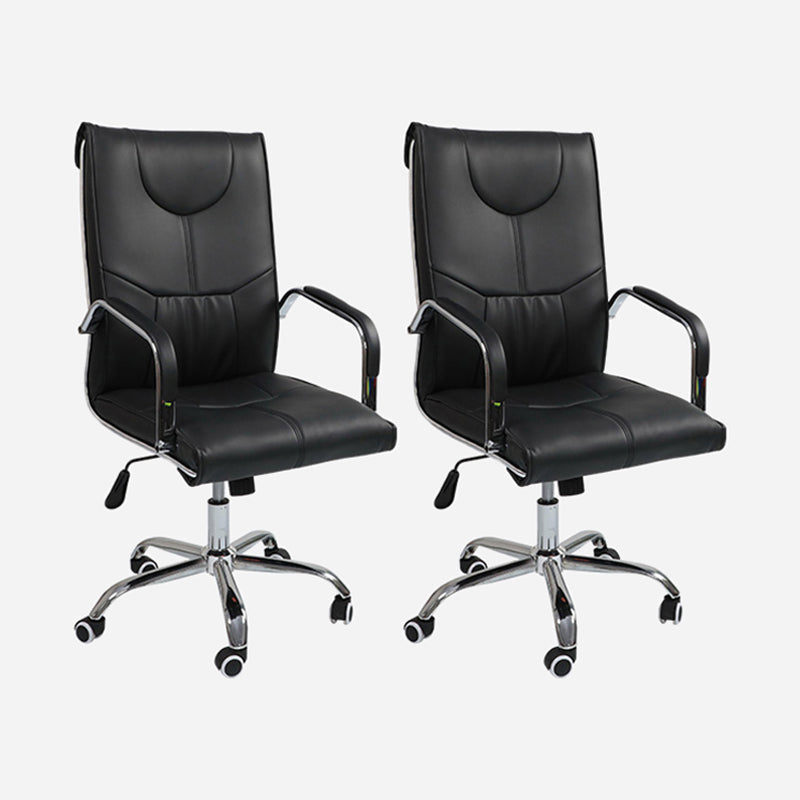 Modern Executive Computer Chair with Wheels Swivel Office Chair with Padded Arms Black 2 Piece Set Casters Included Clearhalo 'furn' 'furn_office_chair' 'Furniture' 'furniture_office_chair' 'Office Chairs' 'Office Furniture' 'office_chair' 5035880