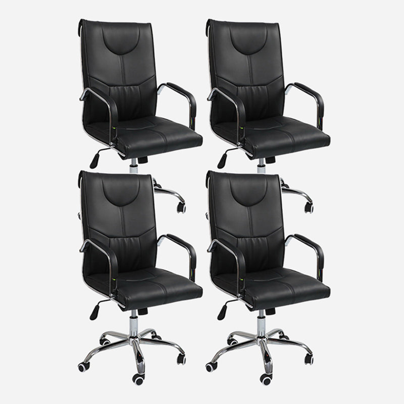 Modern Executive Computer Chair with Wheels Swivel Office Chair with Padded Arms Black 4 Piece Set Casters Included Clearhalo 'furn' 'furn_office_chair' 'Furniture' 'furniture_office_chair' 'Office Chairs' 'Office Furniture' 'office_chair' 5035881