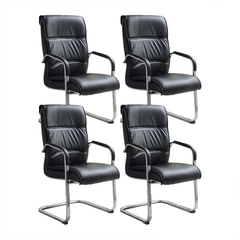 Modern Executive Computer Chair with Wheels Swivel Office Chair with Padded Arms Gloss Black 4 Piece Set Casters Not Included Clearhalo 'furn' 'furn_office_chair' 'Furniture' 'furniture_office_chair' 'Office Chairs' 'Office Furniture' 'office_chair' 5035883