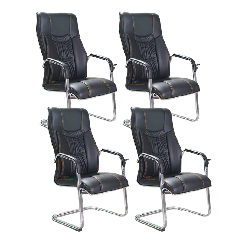 Modern Executive Computer Chair with Wheels Swivel Office Chair with Padded Arms Textured Black 4 Piece Set Casters Not Included Clearhalo 'furn' 'furn_office_chair' 'Furniture' 'furniture_office_chair' 'Office Chairs' 'Office Furniture' 'office_chair' 5035885