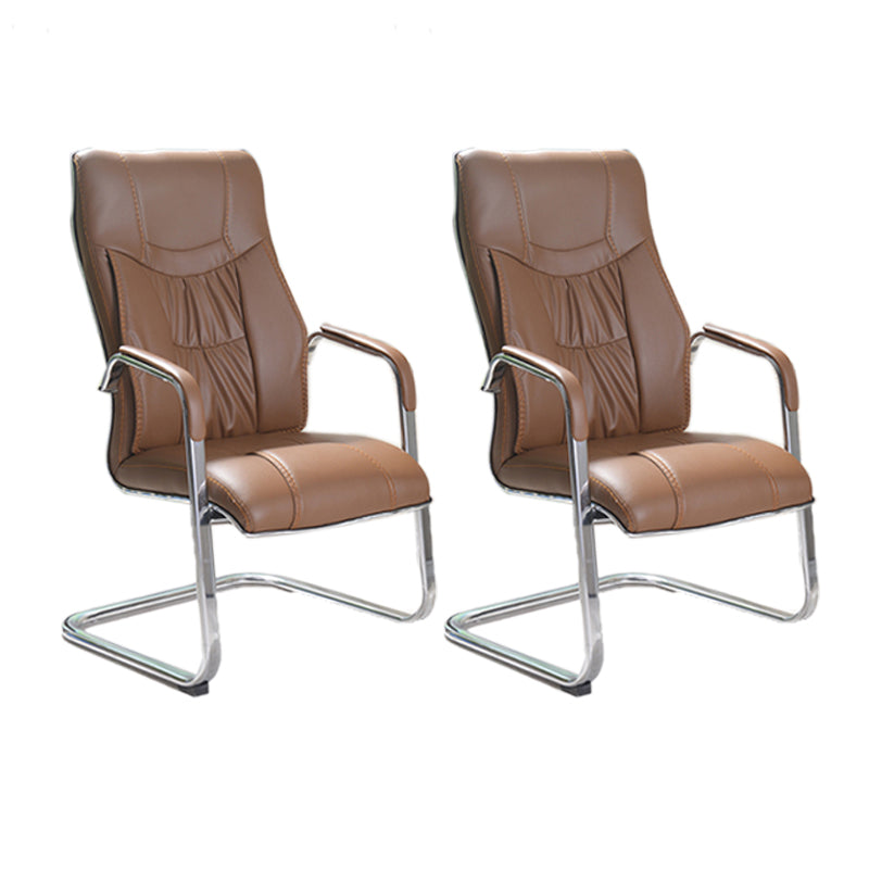 Modern Executive Computer Chair with Wheels Swivel Office Chair with Padded Arms Light Brown 2 Piece Set Casters Not Included Clearhalo 'furn' 'furn_office_chair' 'Furniture' 'furniture_office_chair' 'Office Chairs' 'Office Furniture' 'office_chair' 5035888