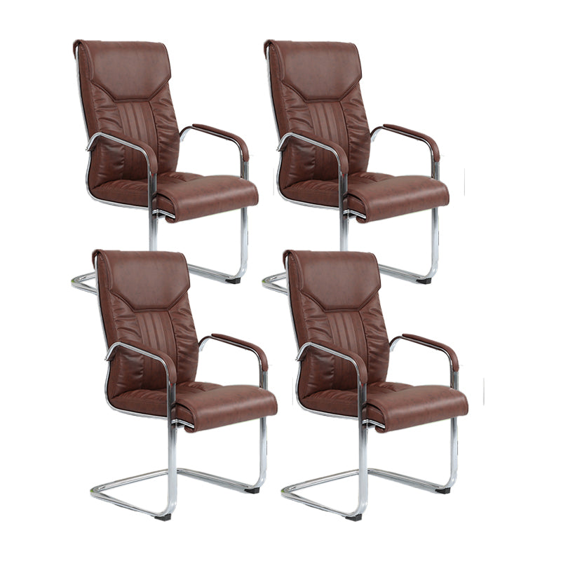 Modern Executive Computer Chair with Wheels Swivel Office Chair with Padded Arms Coffee 4 Piece Set Casters Not Included Clearhalo 'furn' 'furn_office_chair' 'Furniture' 'furniture_office_chair' 'Office Chairs' 'Office Furniture' 'office_chair' 5035891